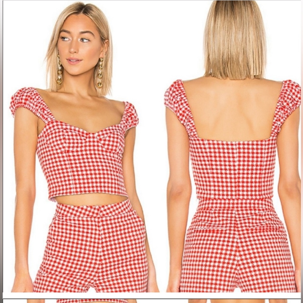 LPA Edetta Short & Top Set in Red Houndstooth Gingham Summer Set